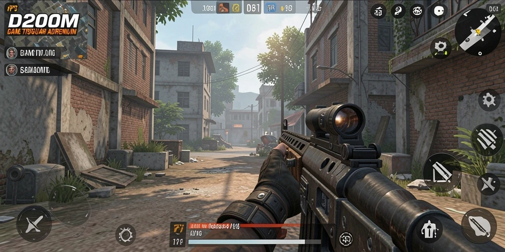 Gameplay seru D200M dengan aksi menembak yang intens.