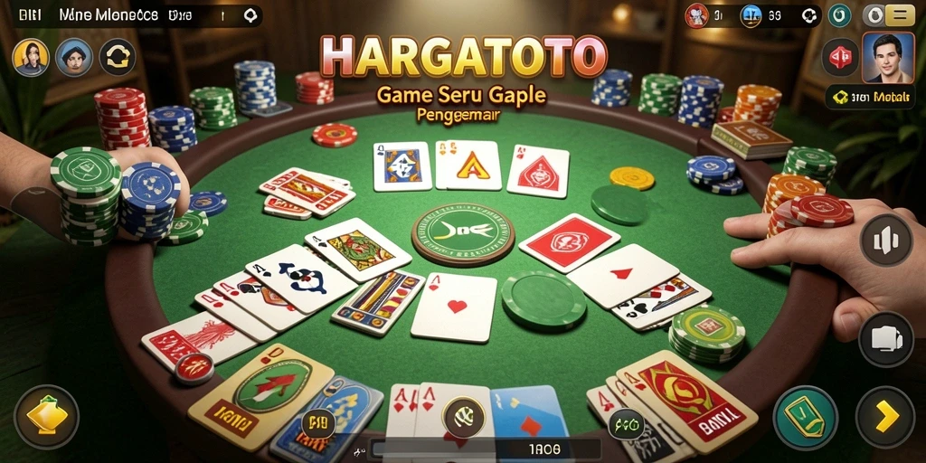 Tampilan seru gameplay HARGATOTO yang menampilkan pemain bertanding dalam Gaple.