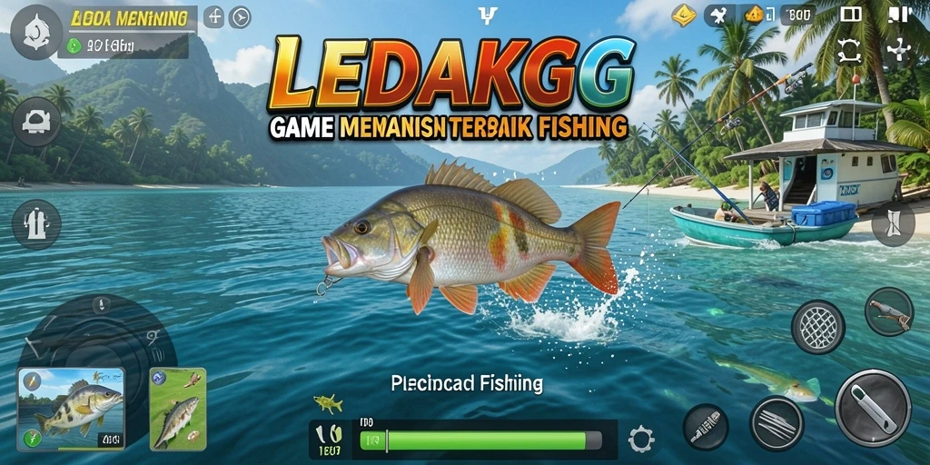 Gameplay LEDAKGG yang menampilkan momen seru saat memancing.