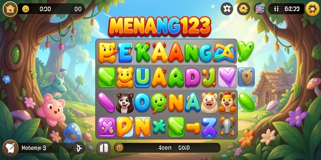 Tampilan gameplay seru di MENANG123, penuh warna dan tantangan.
