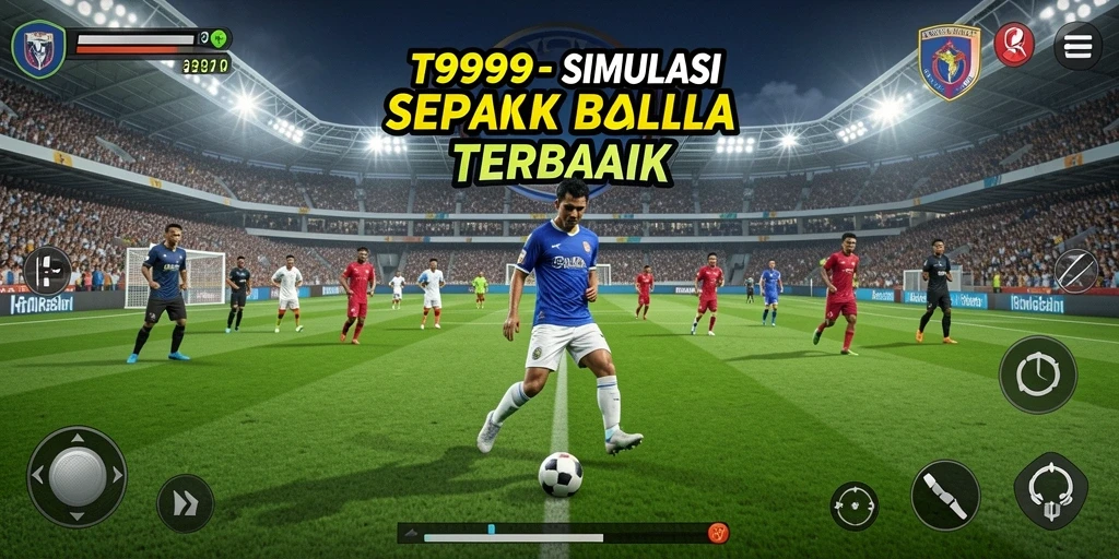 Screenshot T9999 saat pertandingan sepak bola intens.